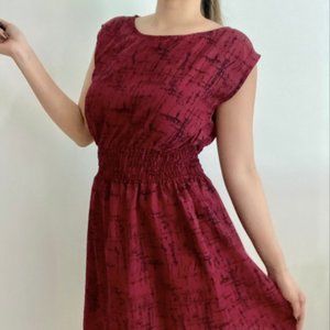 Light maroon red dress short sleeve